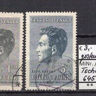 Tschechoslowakei 1951 Julius Fucik MiNr. 645 - 646 gestempelt