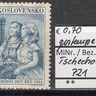 Tschechoslowakei 1952 Internationaler Frauentag MiNr. 721 gestempelt