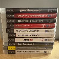 PS3 Games Bundle - GTA5, CoD Black Ops, PES 2012, Gran Turismo 5, Assassins Creed