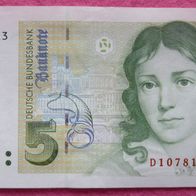 Geldschein, 5 DM, Deutsche Mark von 1991, (183/11), sehr gut erhalten