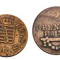 Sachsen-Meiningen 2 Pfennig 1835 u. 1 Pf. 1833 Bernhard II. Erich Freund (1803-1866)