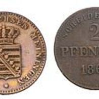 Sachsen-Meiningen 2 x 2 Pfennige 1868 u. 1869 GEORG II. (1866-1914)
