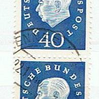 Bund MiNr. 305 Heuss III senkrechtes Doppelstück Paar Tagesstempel