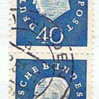 Bund MiNr. 305 Heuss III senkrechtes Doppelstück Paar Tagesstempel