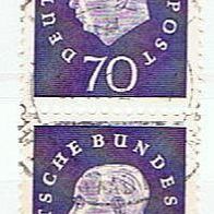 Bund MiNr. 306 Heuss III senkrechtes Doppelstück Paar Tagesstempel