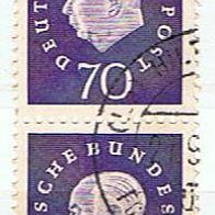 Bund MiNr. 306 Heuss III senkrechtes Doppelstück Paar Tagesstempel