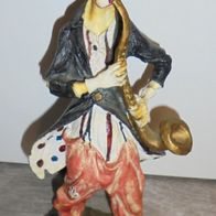 Clown Figur groß modern mit Saxophon aus Kunstharz *