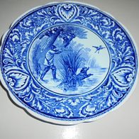 Wandteller Sammelteller Delft blau/weiss Maastricht Jagdszene *