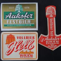 5 Bier-Etiketten - Brauerei Aukofer Kelheim/ Bayern