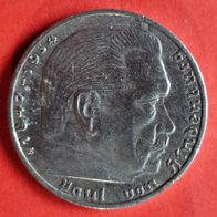 2 Reichsmark 1937 E Hindenburg, 625er Silber