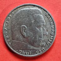 2 Reichsmark 1937 G Hindenburg, 625er Silber