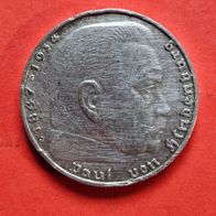 2 Reichsmark 1937 J Hindenburg, 625er Silber