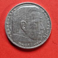 2 Reichsmark 1938 F Hindenburg, 625er Silber