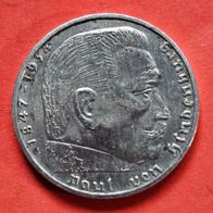 2 Reichsmark 1939 A Hindenburg, 625er Silber