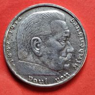 2 Reichsmark 1939 B Hindenburg, 625er Silber