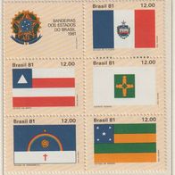 Brasilien Flaggen-Set 1981 6er Zusammendruck postfrisch