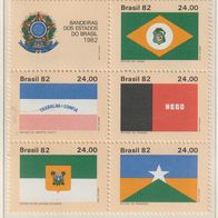 Brasilien Flaggen-Set 1982 6er Zusammendruck postfrisch