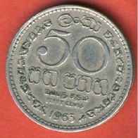 Sri Lanka Ceylon 50 Cents 1963