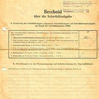 Bescheid Soforthilfegesetz (SHG) vom Januar 1950