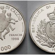 San Marino Silber 10 000 Lire 1998 PP/ Proof "Fußball-WM Frankreich"