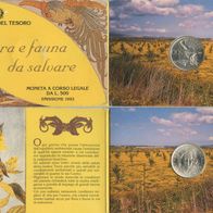 Italien Silber 500 Lire 1993 "FLORA und FAUNA in OVP"