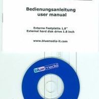 Bedienungsanleitung und CD mit Treiber &Software für Blue Media Externe Festplatte