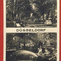 Düsseldorf 2 Ansichten SW . gel.1940 mit alte Autos..(3937)