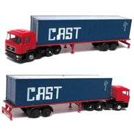 MAN F90 ´86, Container-Sz., rot-dunkelblau, Cast, Ep4, Lemke/ Herpa, Spur N