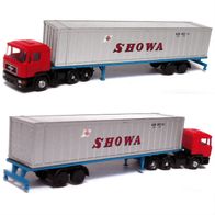 MAN F90 ´86, 45 ft.-Cont.-Sz., rot-silber, Showa, Ep4, Lemke MiNis / Herpa, Spur N