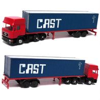 MAN F90 ´86 HD, 40 ft.-Cont.-Sz., rot-dunkelblau Cast, Ep4 Lemke MiNis / Herpa Spur N