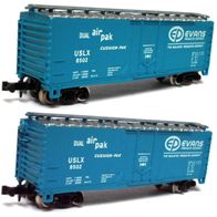 Box Car, USLX, gedeckter Güterwagen, hellblau, Evans, OVP, Atlas 3313 Ep3