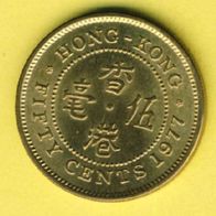 Hong Kong 50 Cents 1977 Top