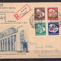 DDR 1951 Weltfestspiele der Jugend und Studenten FDC MiNr. 289 - 292 gelaufen