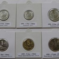 1983-1995, China, a set 6 pcs coins from 1 Fen to 1 Yuan