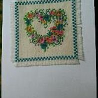 Faltkarte bestickt mit Blumenherz A5,8