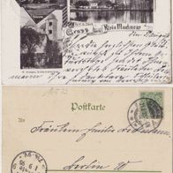 Kleinmachnow-Potsdam-Gruss aus Litho 1895 mit Restaurant H. Türk Erh.1