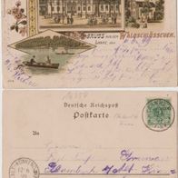 Lanke-Wandlitz-Brandenburg 1899 Gruss aus dem Waldschlösschen Litho AK Erh1