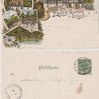 Leipzig-Litho-AK-1899 Zoologischer Garten 6 Bild-Karte Erh.1