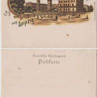 Leipzig-Litho-AK-um 1900 Dredner und Magdeburger Bahnhof Erh.1
