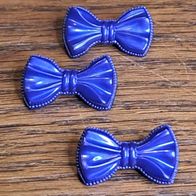 3 Blaue Schleifenknöpfe Stegknöpfe Kindermode Puppenmode Vintage