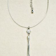 silberfarbene Kette m. schönem Strass Hängerteil, L. ca. 31,5/39,5 cm, unbenutzt