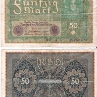 Reichsbanknote 50 Mark, Reihe 1 v. 24. Juni 1919, Zustand für das Alter sehr gut