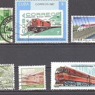 Eisenbahn, 6 Briefm., gest.: Rumänien, Kuba, Japan, Schweiz, Jugoslawien, Sowjetunion