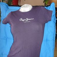 Pepe Jeans Shirt lila dunkel Glitzerschrift Gr S wie neu