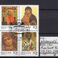 Russland 1992 Weihnachten: Russische Ikonen Viererblock MiNr. 273 - 276 gestempelt