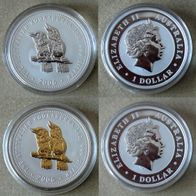 Australien - 2 x ONE DOLLAR - 2006 - Kookaburra - mit Gold