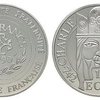 Frankreich Silber 100 Francs = 15 Ecus 1990 PP/ Proof "KARL der Große" Rar !