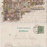 Magdeburg-Litho-1899 Gruss aus den Weinstuben Fuhrmann Erh.1