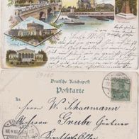 Magdeburg-Litho-AK-1900 5 Bild Litho Gruss aus Magdeburg Erh.2