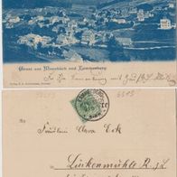 Manebach-Ilmenau-AK-1899 Ansicht von Manebach und Kammerberg-Blaudruck Erh.1